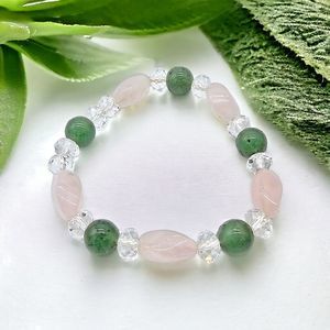 Rose Quartz Bracelet Aventurine Crystal Pink Green Romantic Feminine Gem Beads